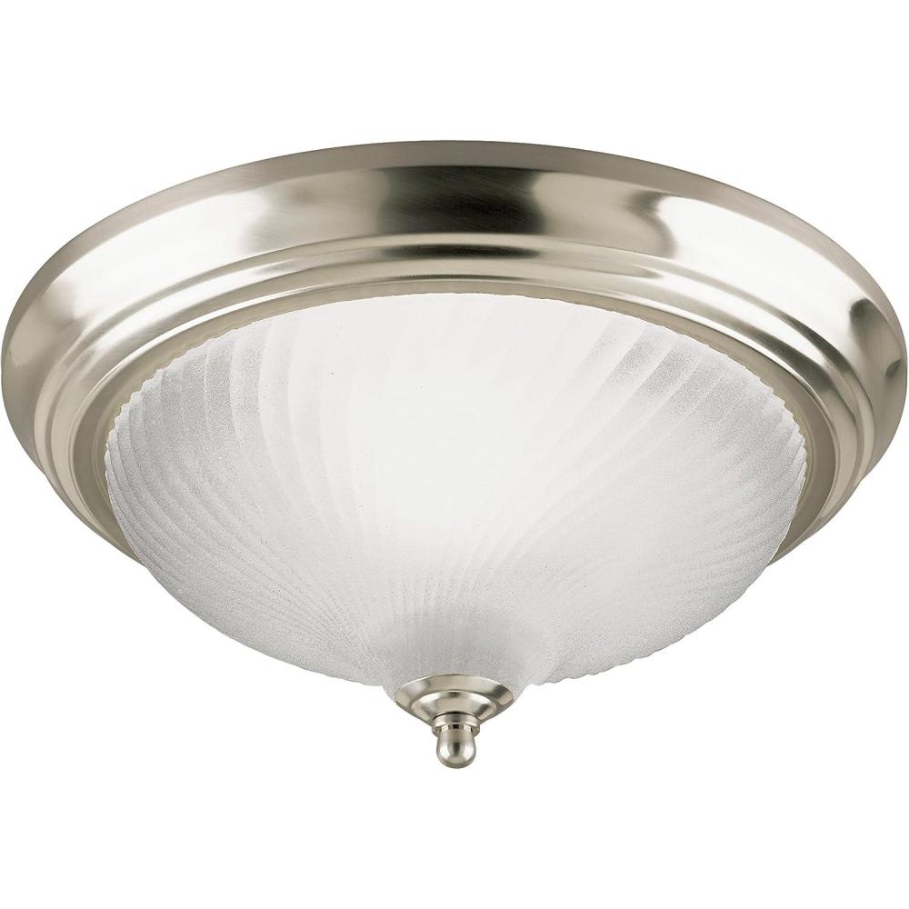 image:imageWestinghouse Lighting 6430500 TwoLight FlushMount Interior Ceiling Fixture Brushed Nickel Finish with Frosted Swirl GlassOne Light