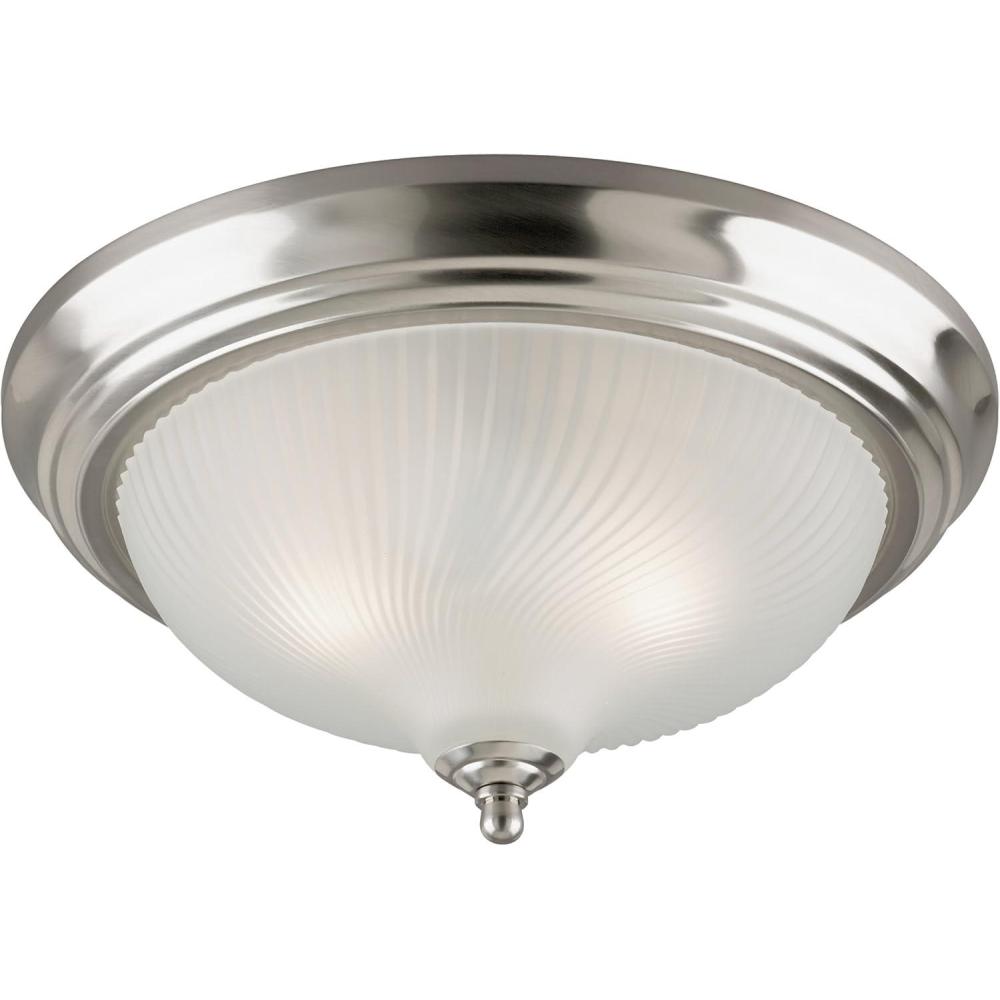 image:imageWestinghouse Lighting 6430500 TwoLight FlushMount Interior Ceiling Fixture Brushed Nickel Finish with Frosted Swirl GlassThree Light