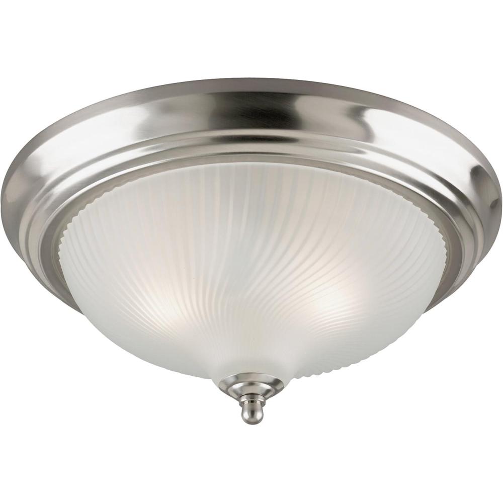 image:imageWestinghouse Lighting 6430500 TwoLight FlushMount Interior Ceiling Fixture Brushed Nickel Finish with Frosted Swirl GlassTwo Light