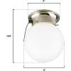 Westinghouse 6720800 One-Light Flush-Mount Interior Ceiling Fixture with Pull Chain, Brushed Nickel Finish with White Glass Globe,(No Size)