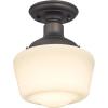 Westinghouse Lighting 6342200 Scholar One-Light Indoor Semi-Flush Ceiling Fixture, Oil Rubbed Bronze Finish with White Opal Glass(Ceiling Fixture)