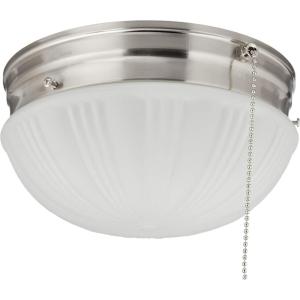 6720200 Two-Light Flush-Mount Indoor Ceiling Fixture with Pull Chain, Sienna Finish with Frosted Fluted Glass(Brushed Nickel)