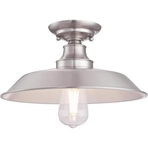 Westinghouse 6370200 Iron Hill 12-Inch, One-Light Indoor Semi Flush Mount Ceiling Light, Brushed Nickel Finish