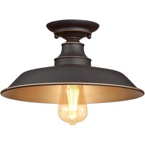Westinghouse 6370300 Iron Hill 12-Inch, One-Light Indoor Semi Flush Mount Ceiling Light, Oil Rubbed Bronze Finish with Highlights(One Size)