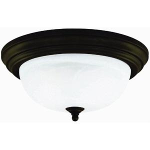 Westinghouse 64292 15-Inch Three-Light Flush Mount Fixture, Oil Rubbed Bronze with Frosted White Alabaster Globe(One light)