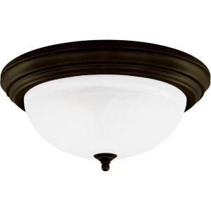 Westinghouse 64292 15-Inch Three-Light Flush Mount Fixture, Oil Rubbed Bronze with Frosted White Alabaster Globe(Three Light)