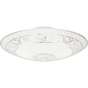 Westinghouse 6620600 Two-Light Semi-Flush-Mount Interior Ceiling Fixture, White Finish with White Scroll Design Glass, Round
