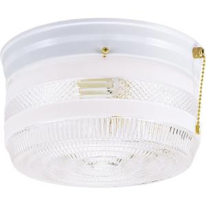 Westinghouse 6734500 Two-Light Flush-Mount Interior Ceiling Fixture with Pull Chain, White Finish with White and Clear Glass(Two Light 8.75″ w/Pull Chain)