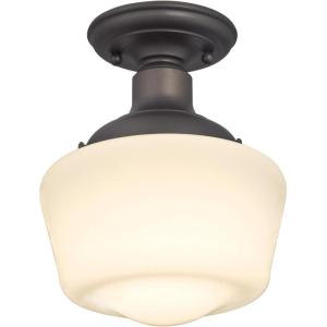 Westinghouse Lighting 6342200 Scholar One-Light Indoor Semi-Flush Ceiling Fixture, Oil Rubbed Bronze Finish with White Opal Glass(Ceiling Fixture)