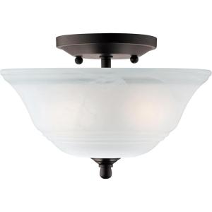 Westinghouse Lighting 6622300 Wensley Two-Light Interior Semi-Flush Ceiling Fixture, Oil Rubbed Bronze Finish with White Alabaster Glass