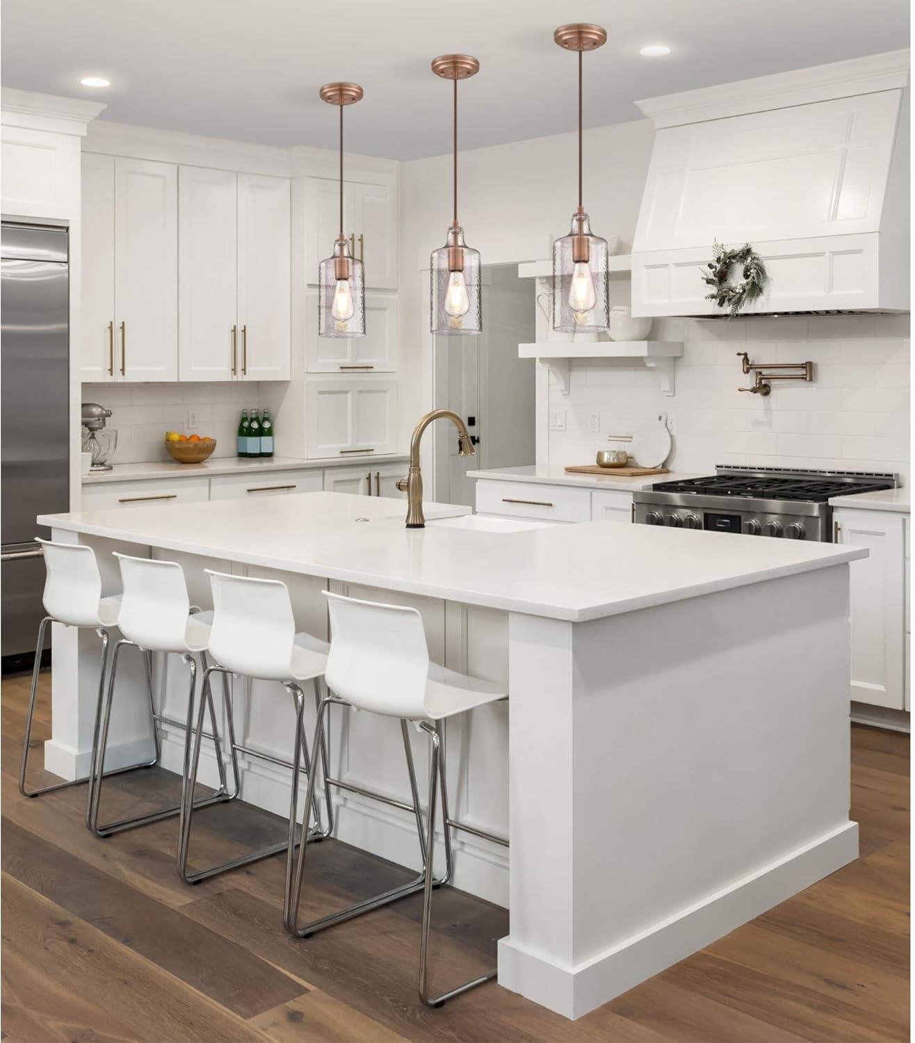 image:imageWestinghouse 6371400 Antique Brass Finish with Clear Textured Glass Carmen OneLight Indoor Mini Pendant 120 VoltsWashed Copper