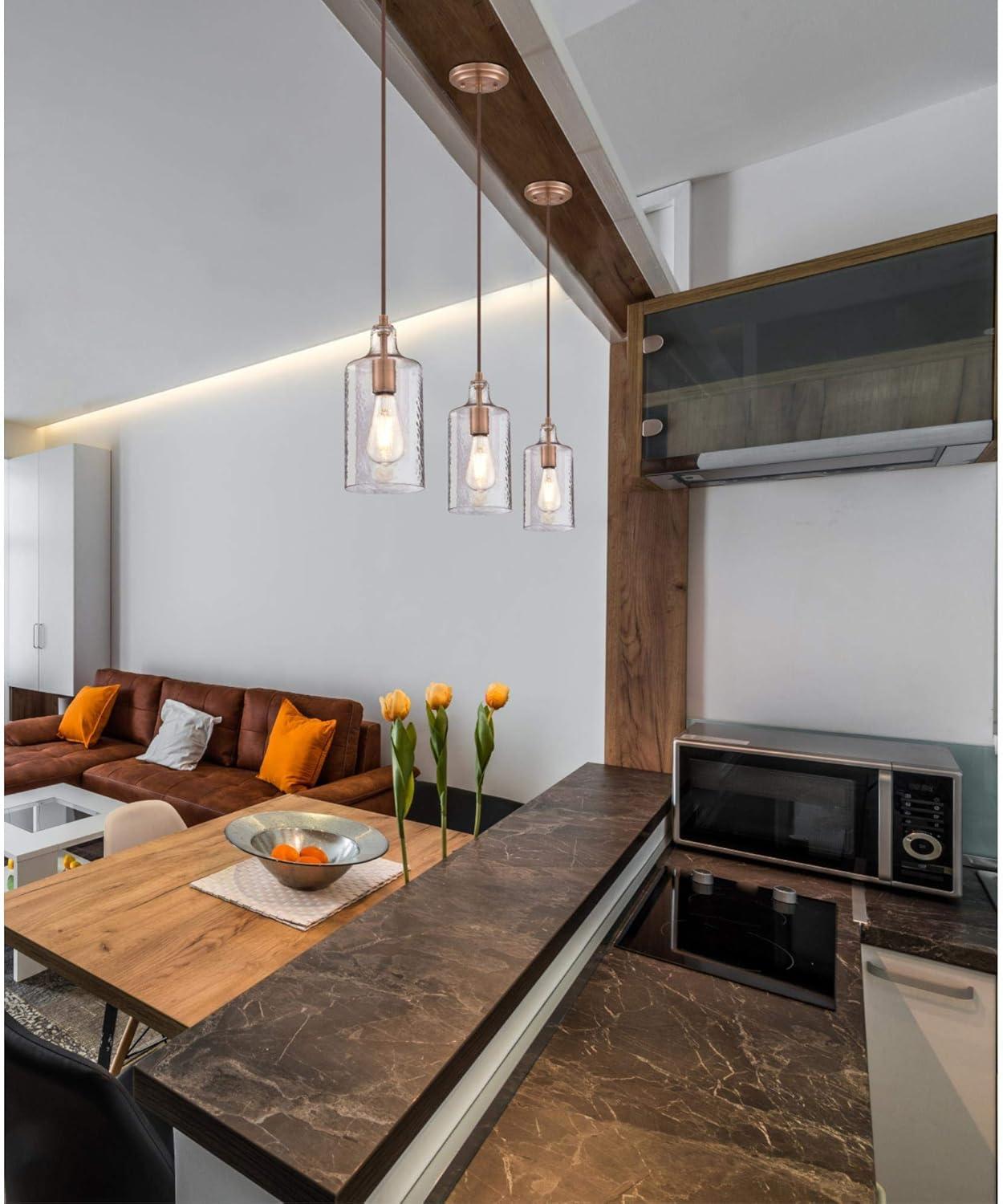 image:imageWestinghouse 6371400 Antique Brass Finish with Clear Textured Glass Carmen OneLight Indoor Mini Pendant 120 VoltsWashed Copper