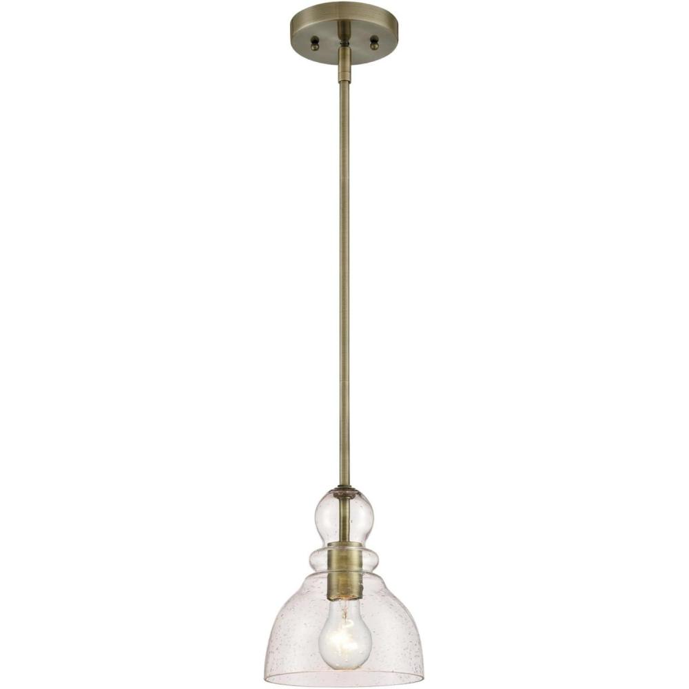 image:imageWestinghouse 6356500 Adjustable Indoor MiniPendant Light Antique Brass Finish with Handblown Clear Seeded GlassAntique Brass