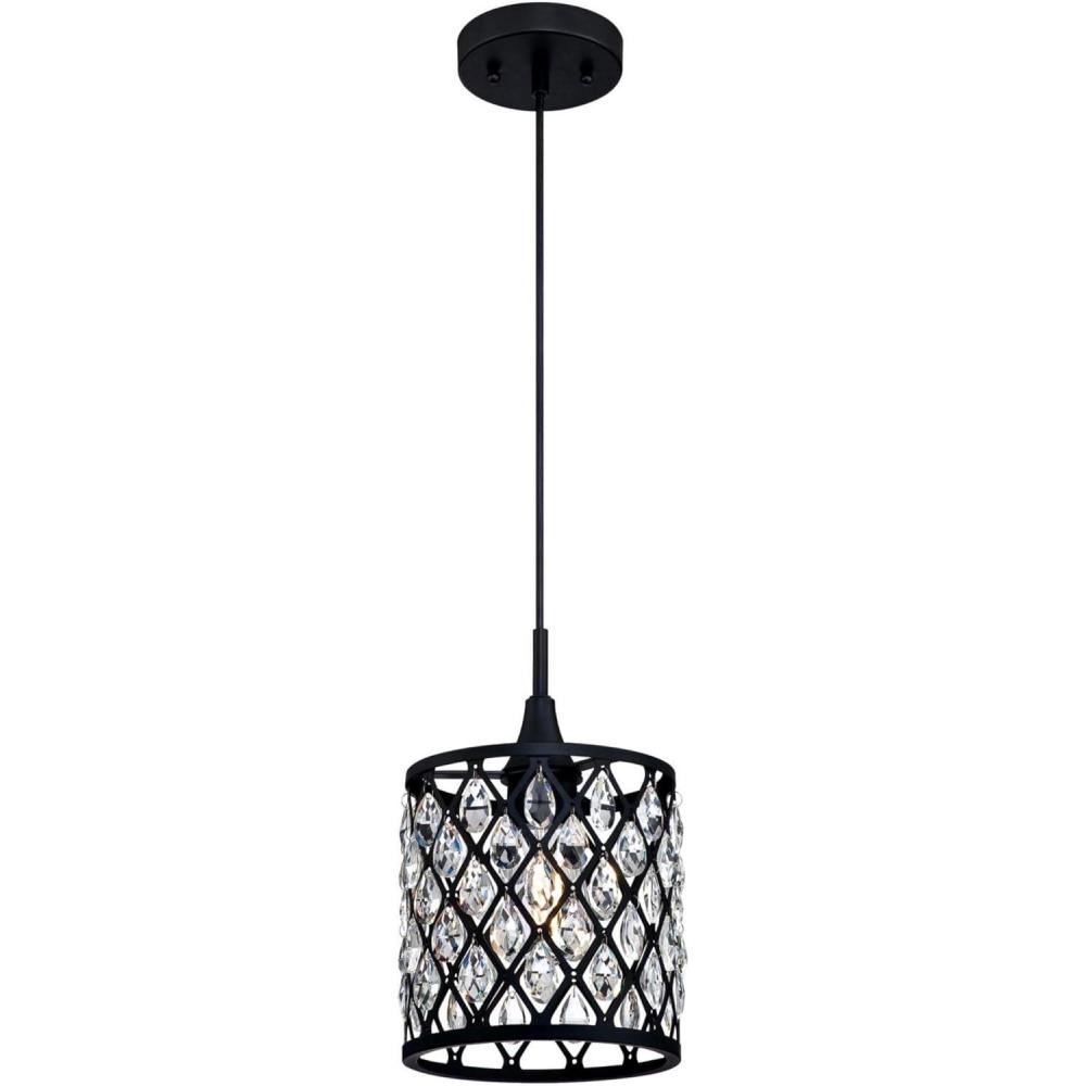 image:imageWestinghouse 6362700 Waltz OneLight Mini Matte Black Finish Mesh with Crystals Indoor Pendant 1 Seeded Glass Red1light MiniPendant