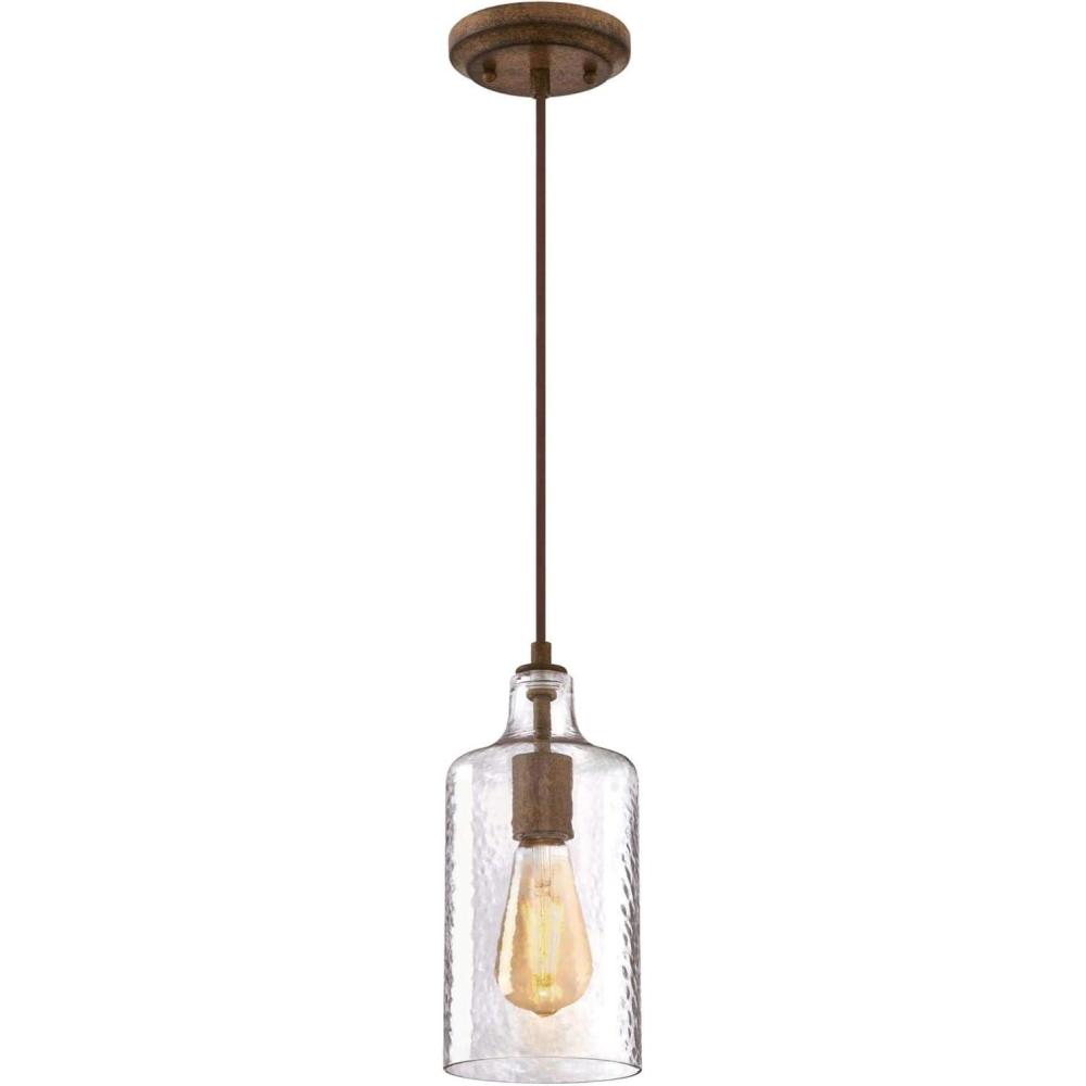 image:imageWestinghouse 6371400 Antique Brass Finish with Clear Textured Glass Carmen OneLight Indoor Mini Pendant 120 VoltsBarnwood