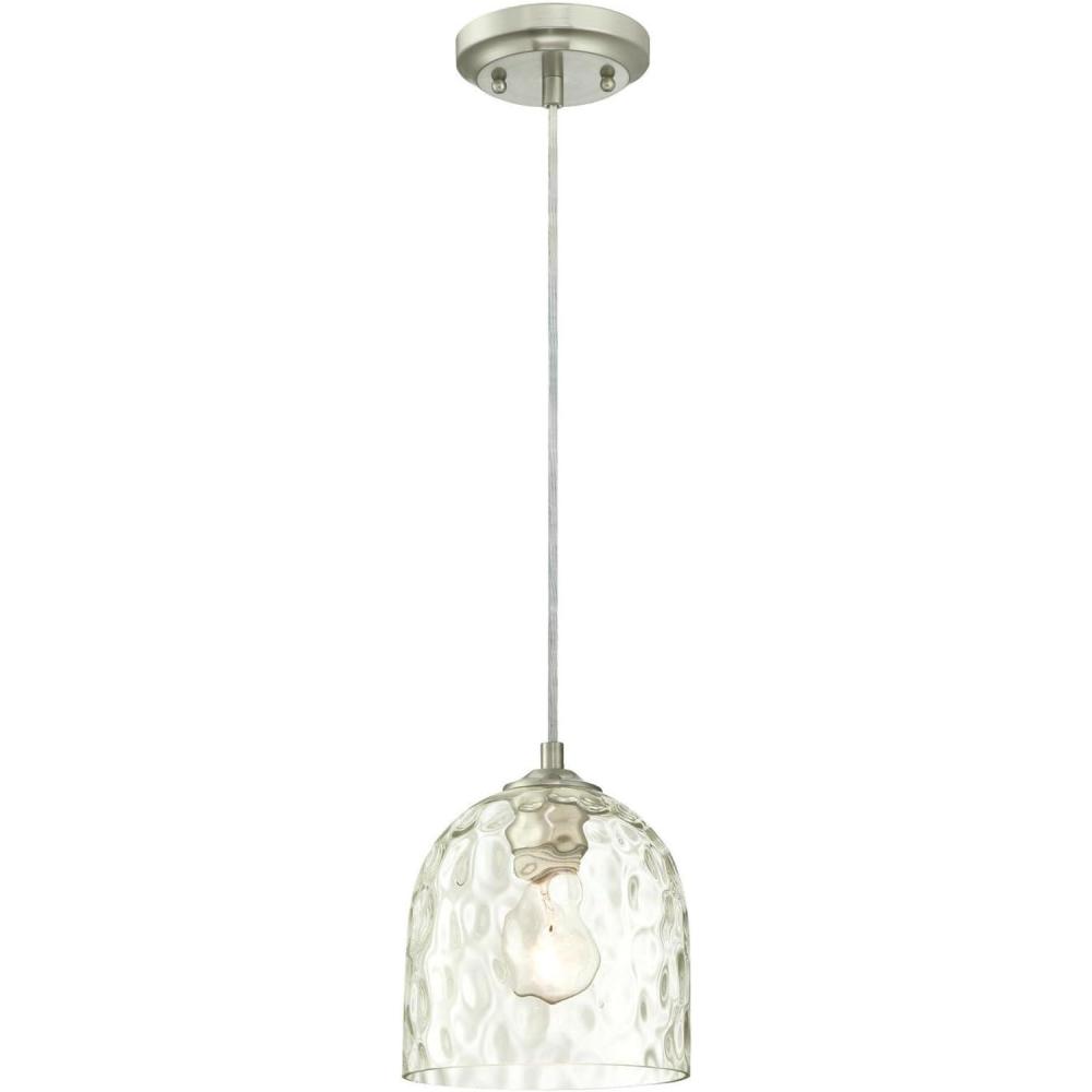 image:imageWestinghouse Lighting 6328800 OneLight Indoor Mini Pendant Brushed Nickel Finish with Clear Hammered Glass