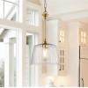 Westinghouse 6130200 Aggie Transitional One Light Indoor Pendant, Brushed Brass Finish, Clear Ribbed Glass