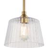 Westinghouse 6130200 Aggie Transitional One Light Indoor Pendant, Brushed Brass Finish, Clear Ribbed Glass