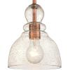 Westinghouse 6356500 Adjustable Indoor Mini-Pendant Light, Antique Brass Finish with Handblown Clear Seeded Glass(Washed Copper)