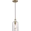 Westinghouse 6371400, Antique Brass Finish with Clear Textured Glass Carmen One-Light Indoor Mini Pendant, 120 Volts(Antique Brass)