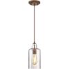 Westinghouse 6371400, Antique Brass Finish with Clear Textured Glass Carmen One-Light Indoor Mini Pendant, 120 Volts(Barnwood)