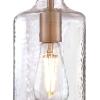 Westinghouse 6371400, Antique Brass Finish with Clear Textured Glass Carmen One-Light Indoor Mini Pendant, 120 Volts(Washed Copper)