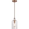 Westinghouse 6371400, Antique Brass Finish with Clear Textured Glass Carmen One-Light Indoor Mini Pendant, 120 Volts(Washed Copper)