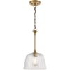 Westinghouse 6130200 Aggie Transitional One Light Indoor Pendant, Brushed Brass Finish, Clear Ribbed Glass