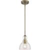 Westinghouse 6356500 Adjustable Indoor Mini-Pendant Light, Antique Brass Finish with Handblown Clear Seeded Glass(Antique Brass)