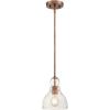 Westinghouse 6356500 Adjustable Indoor Mini-Pendant Light, Antique Brass Finish with Handblown Clear Seeded Glass(Washed Copper)