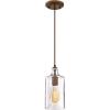 Westinghouse 6371400, Antique Brass Finish with Clear Textured Glass Carmen One-Light Indoor Mini Pendant, 120 Volts(Barnwood)