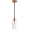 Westinghouse 6371400, Antique Brass Finish with Clear Textured Glass Carmen One-Light Indoor Mini Pendant, 120 Volts(Washed Copper)