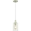 Westinghouse Lighting 6329000 Carmen One-Light Indoor Mini Pendant, Brushed Nickel Finish with Clear Textured Glass(Brushed Nickel)