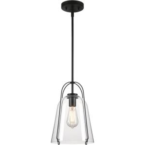 Westinghouse 6130100 Kewadin Transitional One Light Indoor Pendant, Matte Black Finish, Clear Glass