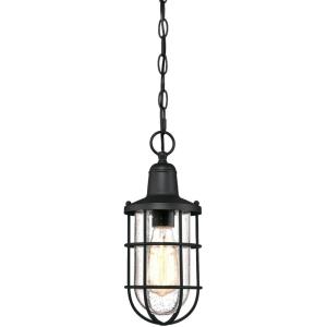 Westinghouse 6334800 Crestview One-Light Outdoor Pendant, Textured Black Finish with Clear Seeded Glass, Oil Rubbed Bronze(Black)