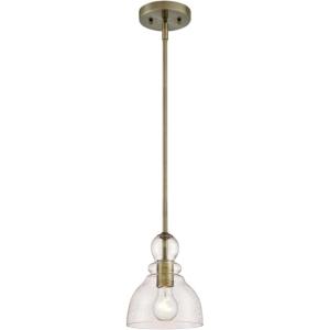 Westinghouse 6356500 Adjustable Indoor Mini-Pendant Light, Antique Brass Finish with Handblown Clear Seeded Glass(Antique Brass)
