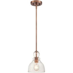 Westinghouse 6356500 Adjustable Indoor Mini-Pendant Light, Antique Brass Finish with Handblown Clear Seeded Glass(Washed Copper)