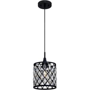 Westinghouse 6362700 Waltz One-Light Mini, Matte Black Finish Mesh with Crystals Indoor Pendant, 1 Seeded Glass, Red(1-light Mini-Pendant)