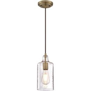 Westinghouse 6371400, Antique Brass Finish with Clear Textured Glass Carmen One-Light Indoor Mini Pendant, 120 Volts(Antique Brass)