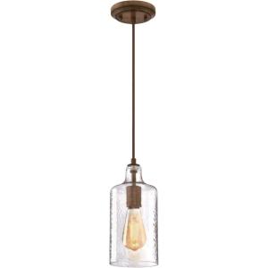 Westinghouse 6371400, Antique Brass Finish with Clear Textured Glass Carmen One-Light Indoor Mini Pendant, 120 Volts(Barnwood)