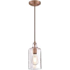 Westinghouse 6371400, Antique Brass Finish with Clear Textured Glass Carmen One-Light Indoor Mini Pendant, 120 Volts(Washed Copper)