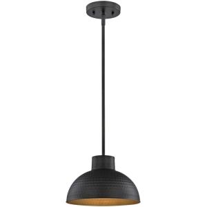 Westinghouse Lighting 6309900 Malte One-Light Indoor Pendant, Hammered Oil Rubbed Bronze Finish and Metal Shade with Gold Interior(Oil-Rubbed Bronze)