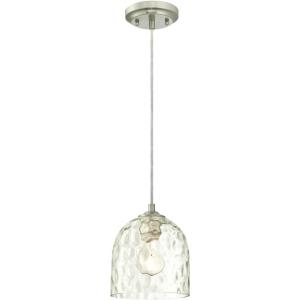 Westinghouse Lighting 6328800 One-Light Indoor Mini Pendant, Brushed Nickel Finish with Clear Hammered Glass