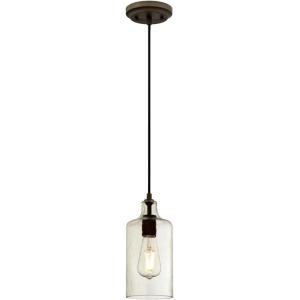 Westinghouse Lighting 6329000 Carmen One-Light Indoor Mini Pendant, Brushed Nickel Finish with Clear Textured Glass(Oil-Rubbed Bronze)