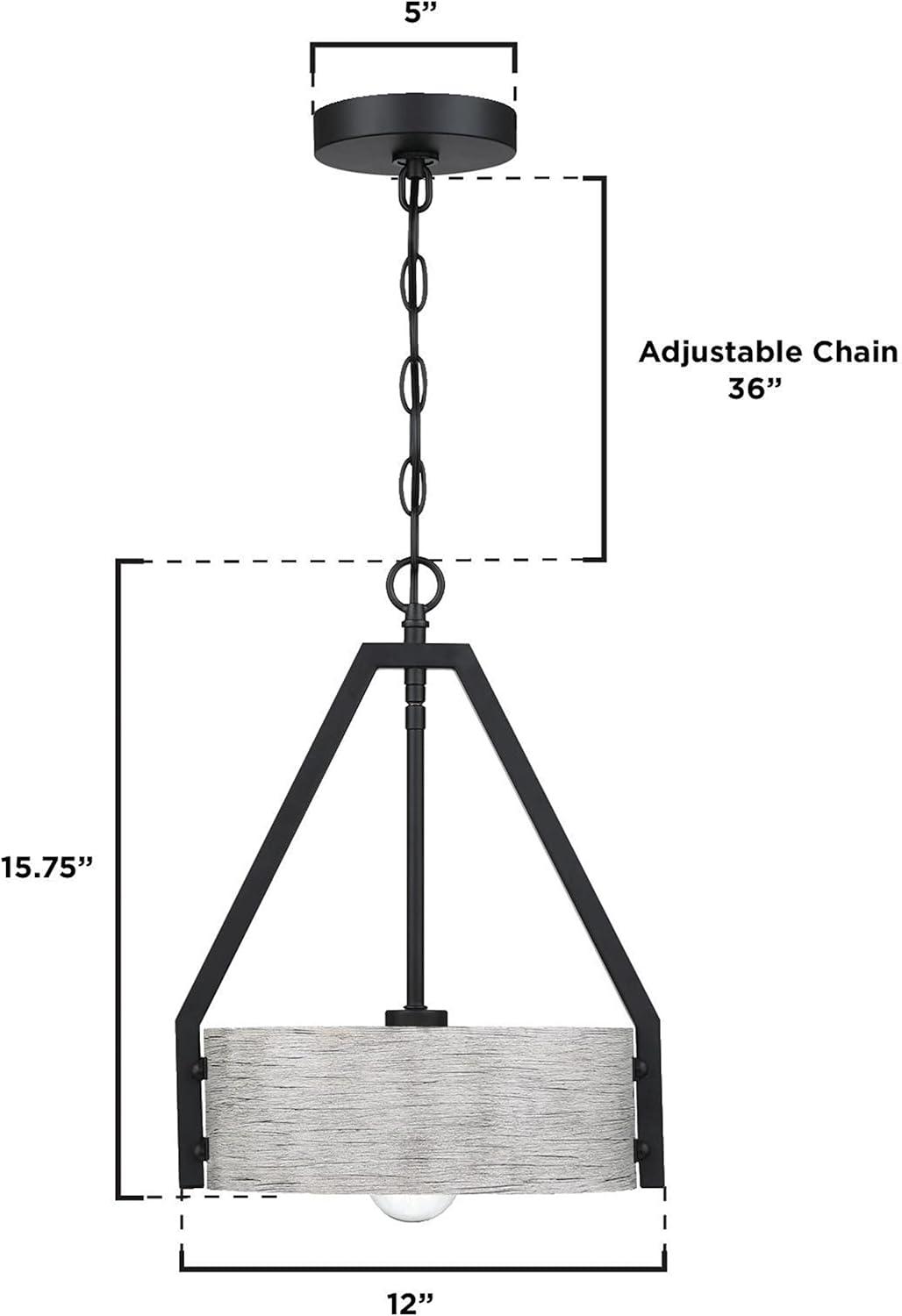 image:imageWestinghouse 6125800 Callowhill CraftsmanStyle One Light Indoor Pendant Matte Black and Antique Ash Finish