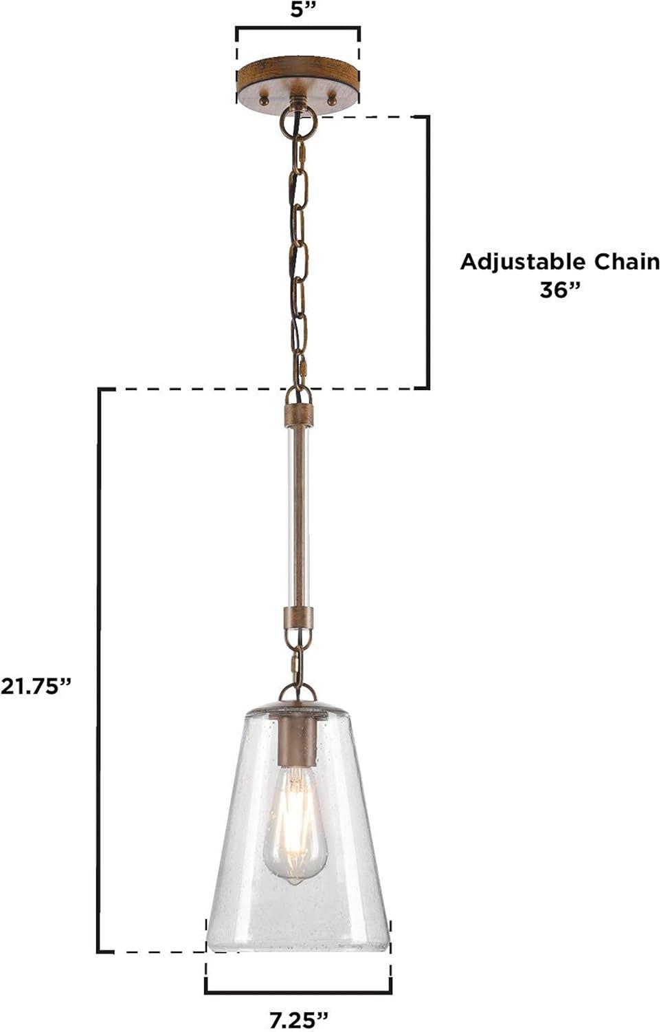 image:imageWestinghouse 6130400 Biloxi CraftsmanStyle One Light Indoor Mini Pendant Barnwood Finish Clear Seeded Glass