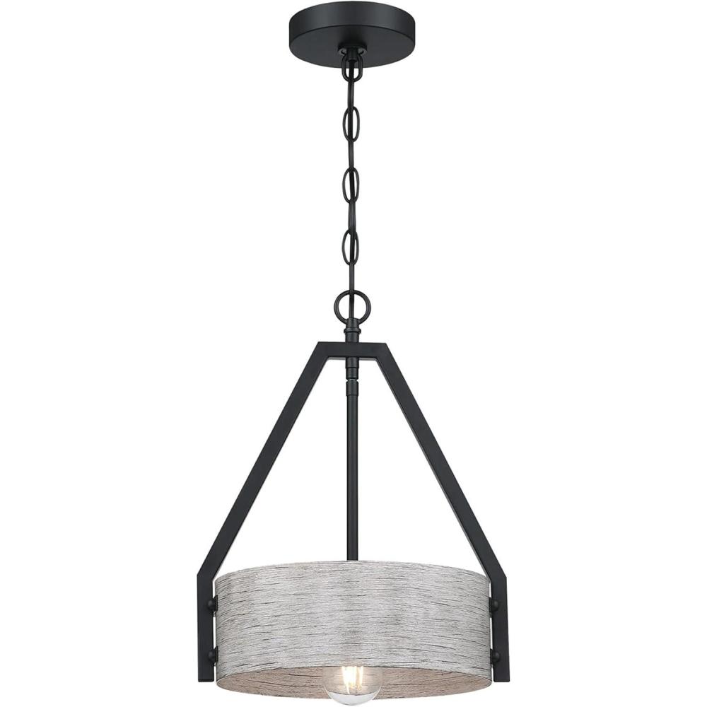 image:imageWestinghouse 6125800 Callowhill CraftsmanStyle One Light Indoor Pendant Matte Black and Antique Ash Finish