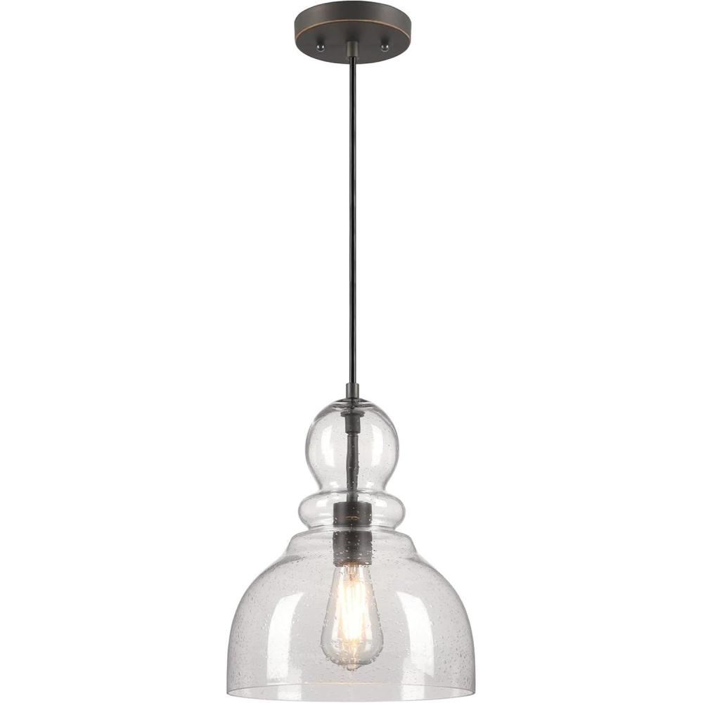 image:imageWestinghouse 6129900 Fiona Traditional One Light Indoor Pendant BlackBronze Finish with Highlights Clear Seeded Glass