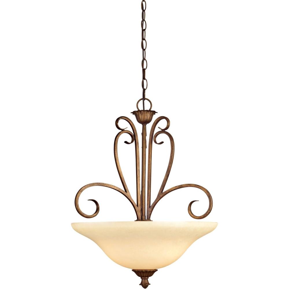 image:imageWestinghouse 6220800 Regal Springs ThreeLight Interior Pendant Ebony Gold Finish with Burnt Scavo Glass