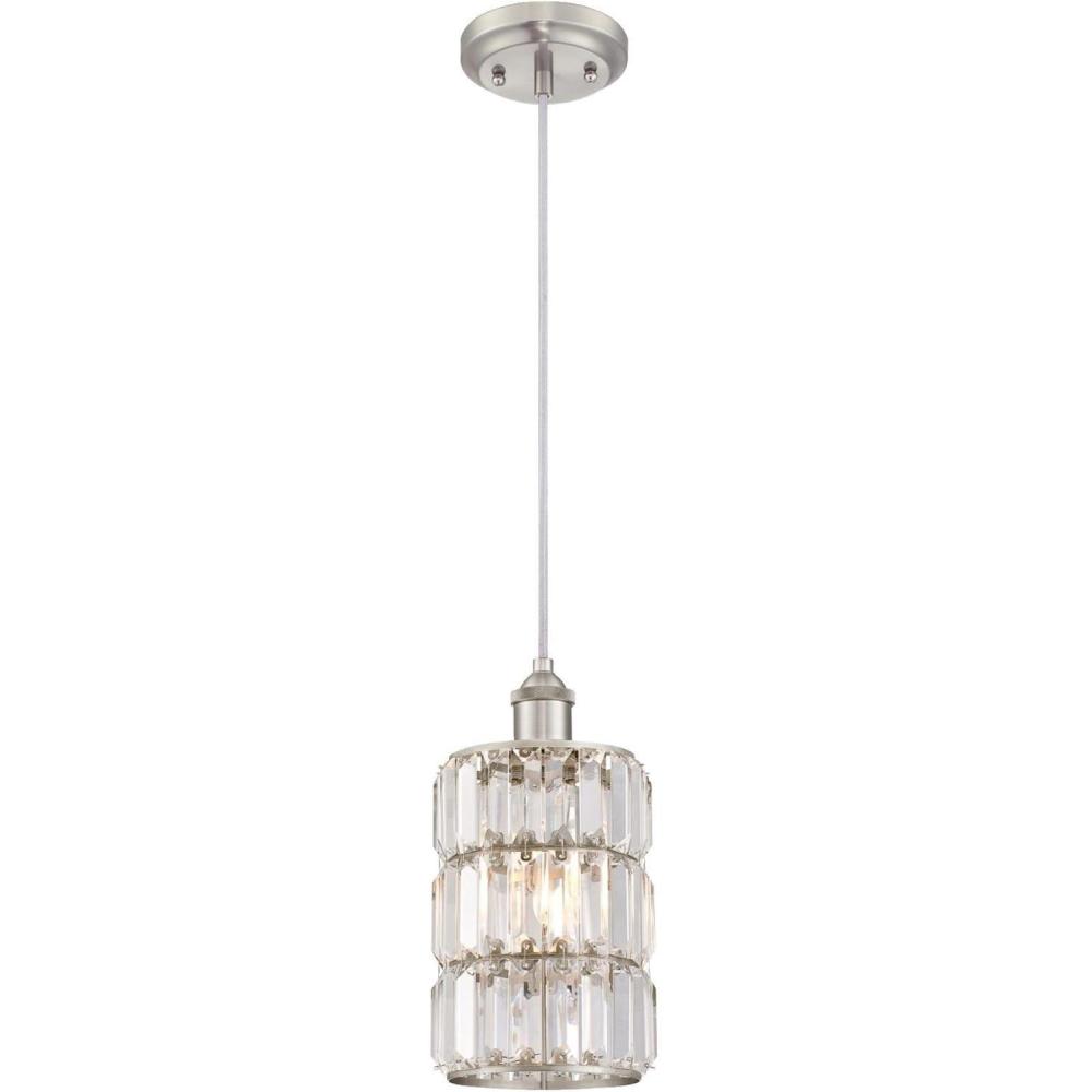 image:imageWestinghouse 6338400 Sophie OneLight Indoor Mini Pendant Oil Rubbed Bronze Finish with Crystal Prism Glass WhiteBrushed Nickel